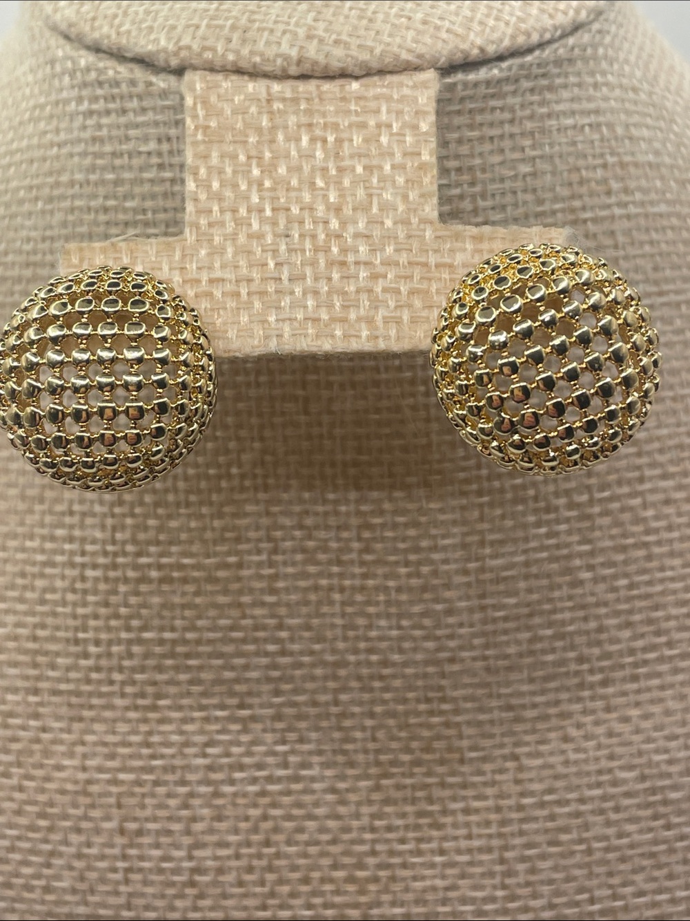 Natasha Couture Gold Textured Dome Stud Earrings - Picture 4 of 5